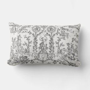 Cojín Lumbar Elegante Clásico Vintage Negro Blanco Toile Campes