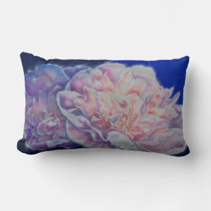 Cojín Lumbar Elegante color azul rosa azul pastel acuarela flor