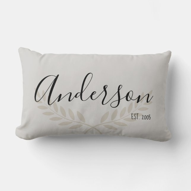 Cojín Lumbar Elegante con el nombre y el establecimiento de la  (Anverso)