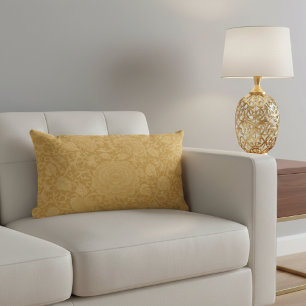 Cojín Lumbar Elegante Damasco Floral de Oro