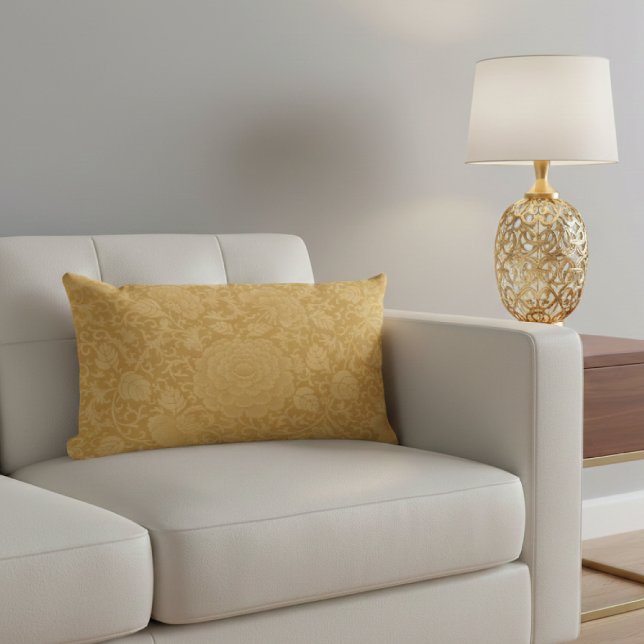 Cojín Lumbar Elegante Damasco Floral de Oro (Subido por el creador)