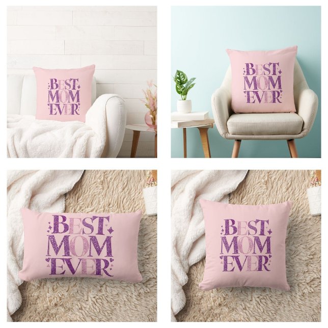 Cojín Lumbar Elegante de Moda Mejor Mamá del Mundo (best mom ever pillows Trendy Typography)