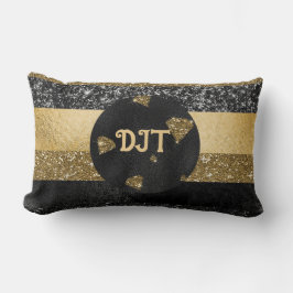 Cojín Lumbar Elegante diseño de diamante negro y dorado almohad