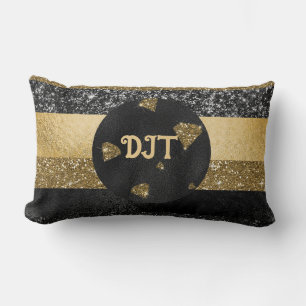 Cojín Lumbar Elegante diseño de diamante negro y dorado almohad