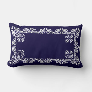 Cojín Lumbar Elegante encaje blanco vector en azul marino