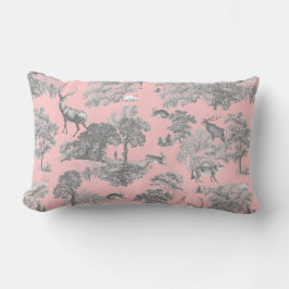 Cojín Lumbar Elegante Festividad Vintage Deer Gray Pink