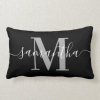 Elegante Firma Gris Moderno Monograma Negro