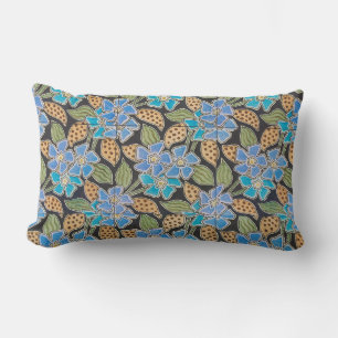Cojín Lumbar Elegante Flor Azul Periwinkle Floral Clásico