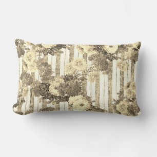 Cojín Lumbar Elegante Floral Antiguo de Rayas con Garrapatea