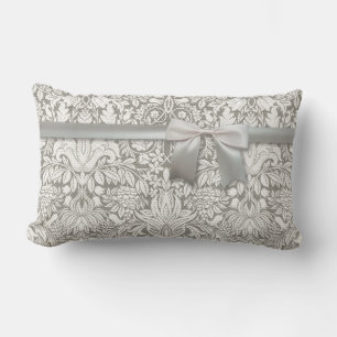 Cojín Lumbar elegante formal brocado de encaje damasco blanco