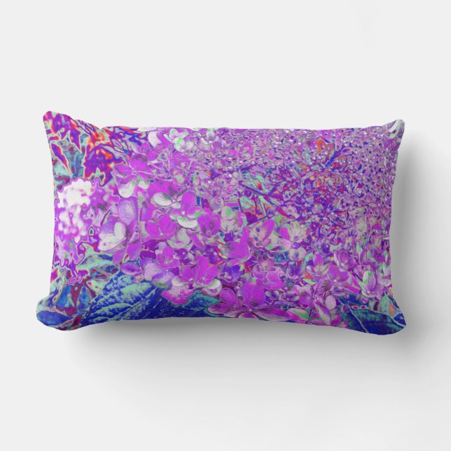 Cojín Lumbar Elegante hidrangea liga púrpura y azul (Anverso)