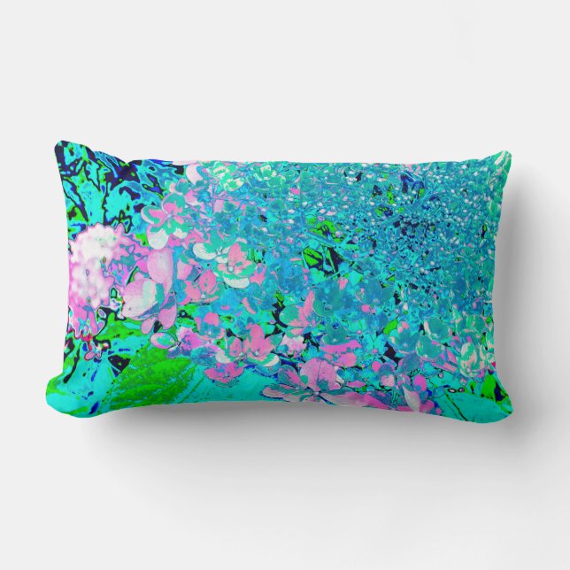 Cojín Lumbar Elegante Hydrangea de luz rosa y azul (Anverso)