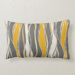 Cojín Lumbar Elegante, moderno, con olas, líneas, gris claro, a