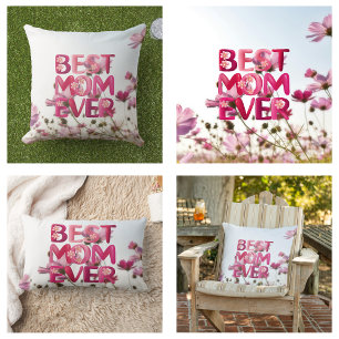 Cojín Lumbar Elegante Moderno La Mejor Mamá del Mundo Floral Ro