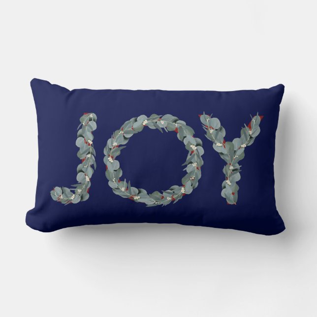 Cojín Lumbar Elegante Navidades de la Marina Azul Eucalipto Ale (Anverso)