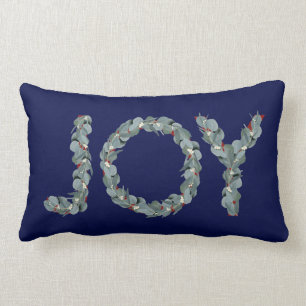Cojín Lumbar Elegante Navidades de la Marina Azul Eucalipto Ale