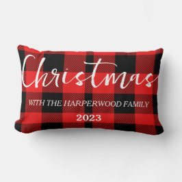 Cojín Lumbar Elegante nombre de familia de Navidades Minimalist