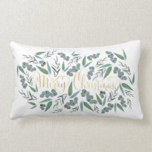 Elegante oro Feliz Navidad Eucalipto Blanco