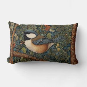 Cojín Lumbar Elegante pájaro retro del bosque