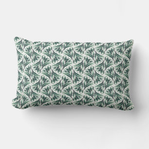 Cojín Lumbar Elegante patrón Art Deco con follaje verde