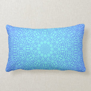 Cojín Lumbar Elegante patrón de caleidoscopio azul hermoso