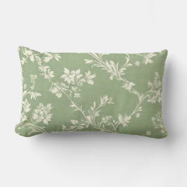 Cojín Lumbar Elegante Patrón Floral de Boho verde sabio