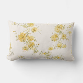 Cojín Lumbar Elegante patrón floral de rosas amarillas vintage