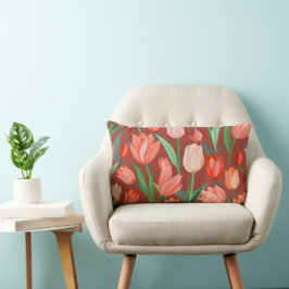 Cojín Lumbar Elegante patrón floral de tulipanes - Primavera ro