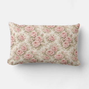 Cojín Lumbar Elegante patrón floral sin fisuras de rosa vintage