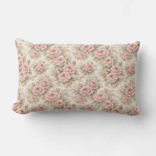 Cojín Lumbar Elegante patrón floral sin fisuras de rosa vintage