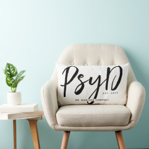 Cojín Lumbar Elegante Personalizado PsyD Doctor en Psicología