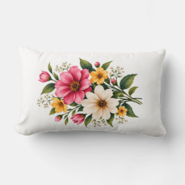 Cojín Lumbar Elegante ramo floral rosa y amarillo Botánico 💐 