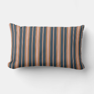 Cojín Lumbar Elegante raya de rayas marrones rosa y azul marino