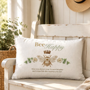Cojín Lumbar Elegante Reina Abeja Dorada de Ánimo