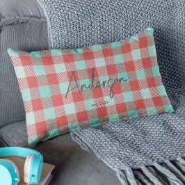 Cojín Lumbar Elegante rojo y Verde azulado brillante moderno de