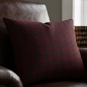 Cojín Lumbar Elegante Tartán Burgundy