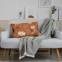 Elegante Terra Cota Pumpkin Autumn Floral Pattern