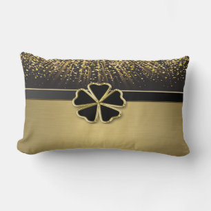 Cojín Lumbar Elegante trébol irlandés con confeti de oro falso