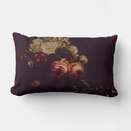 Cojín Lumbar Elegante Vintage Dark Moody Holandés Floral