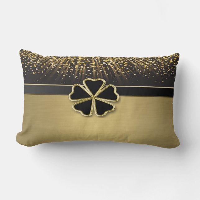 Cojín Lumbar Elegante y elegante Shamrock irlandés, Faux Gold C (Anverso)