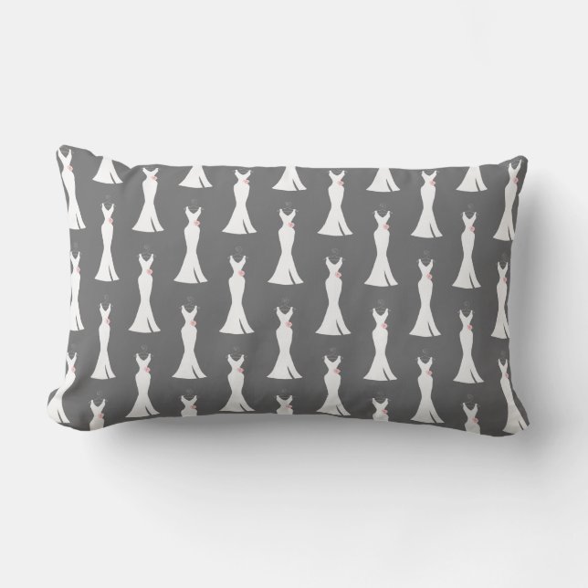 Cojín Lumbar Elegantes batas nocturnas en un patrón Gris elegan (Anverso)