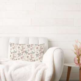 Cojín Lumbar Elegantes flores rosas y patrón de aves verdes