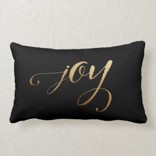 Cojín Lumbar Elegantes Navidades Oro Sencillo Alegría Festivid