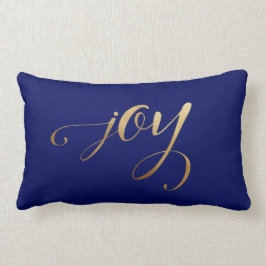 Cojín Lumbar Elegantes Navidades vacaciones de oro Joy Navy Azu