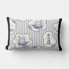 Cojín Lumbar Elemento marino Barco nudos faro de franjas marina