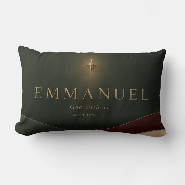 Cojín Lumbar EMMANUEL | Mateo 1:23 Cristiano  (Anverso)