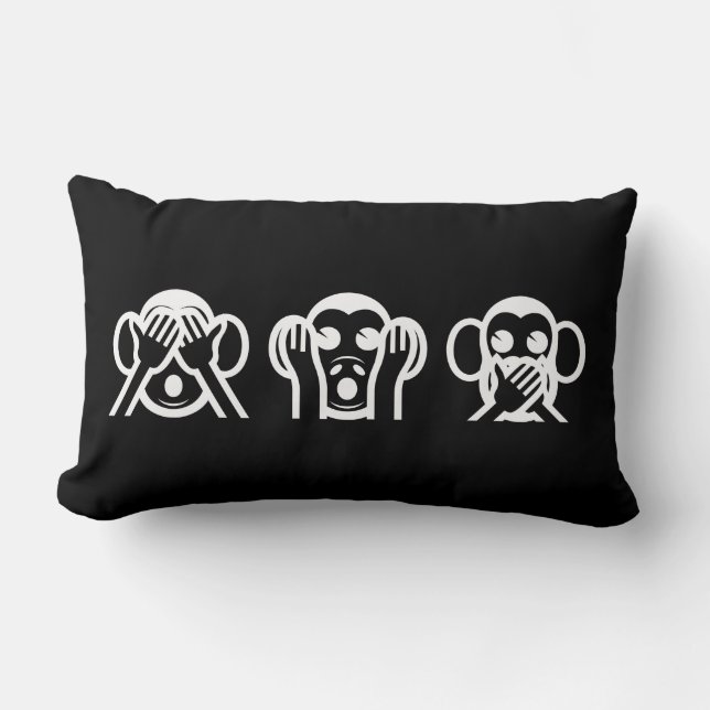 Cojín Lumbar Emoji sabia de 3 monos (Anverso)