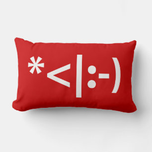 Cojín Lumbar Emoticono de Duende de Navidad Arte de Texto ASCII