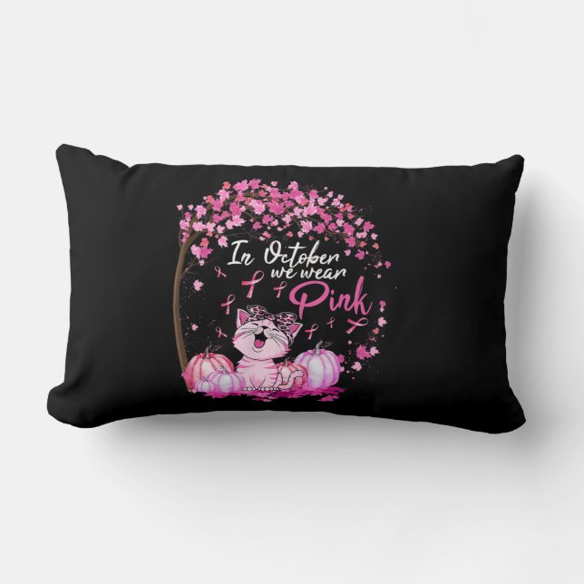 Cojín Lumbar En Octubre Usamos Cáncer De Mama De Gato De Leopar (Anverso)