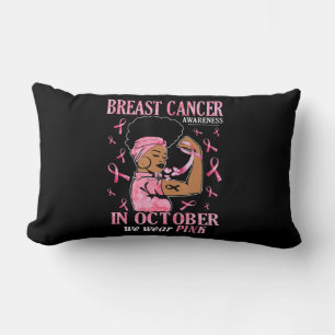 Cojín Lumbar En Octubre Usamos Cáncer De Mama De Mujer Negra Ro